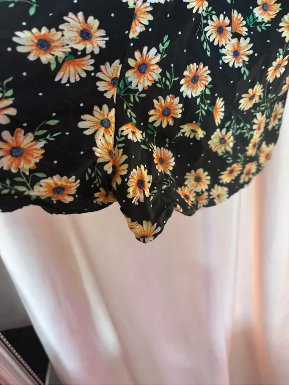 Black Floral Romper / Shorts with Pockets Elastic Waist